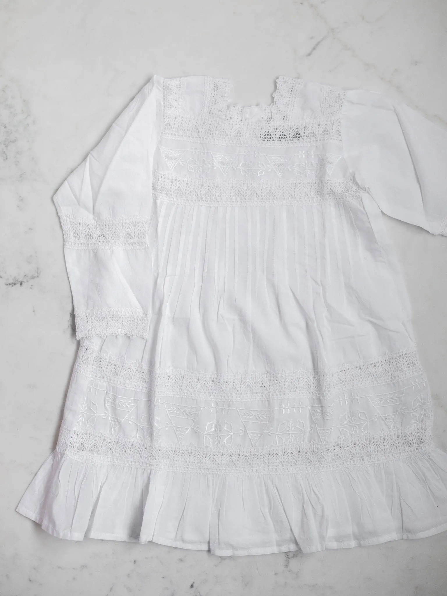 Girls' White Cotton Nightgown