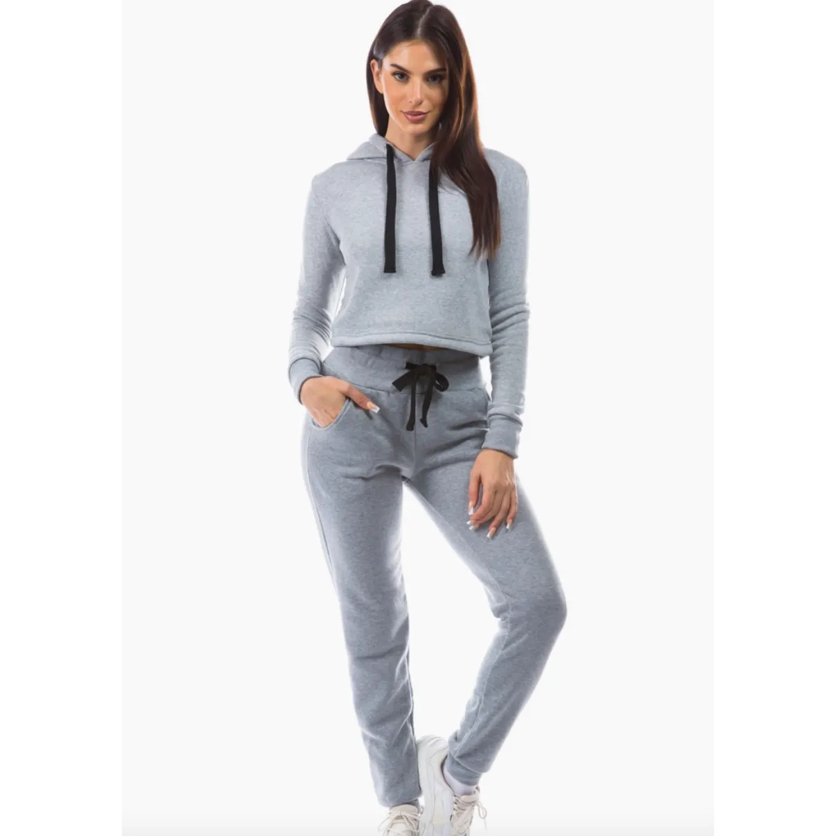 Grey & Black Hoodie Loungewear Jogger Set