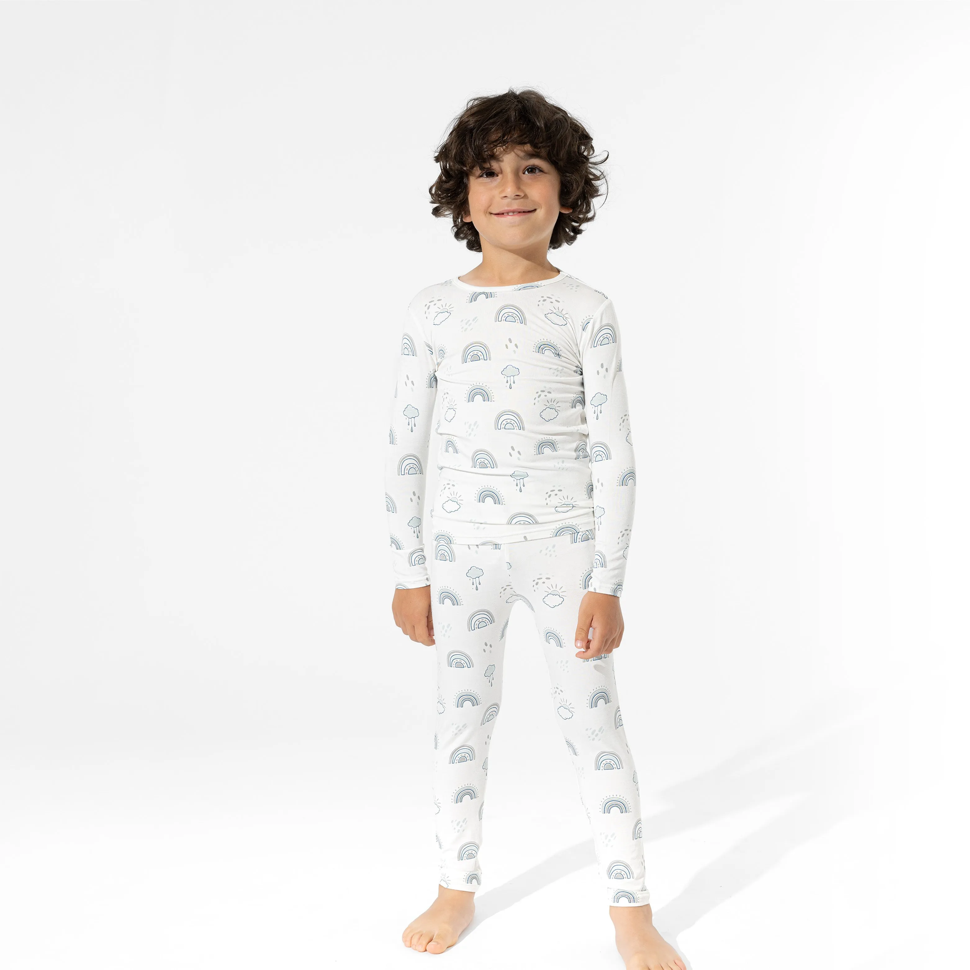 Grey Rainbows Bamboo Kids Pajamas