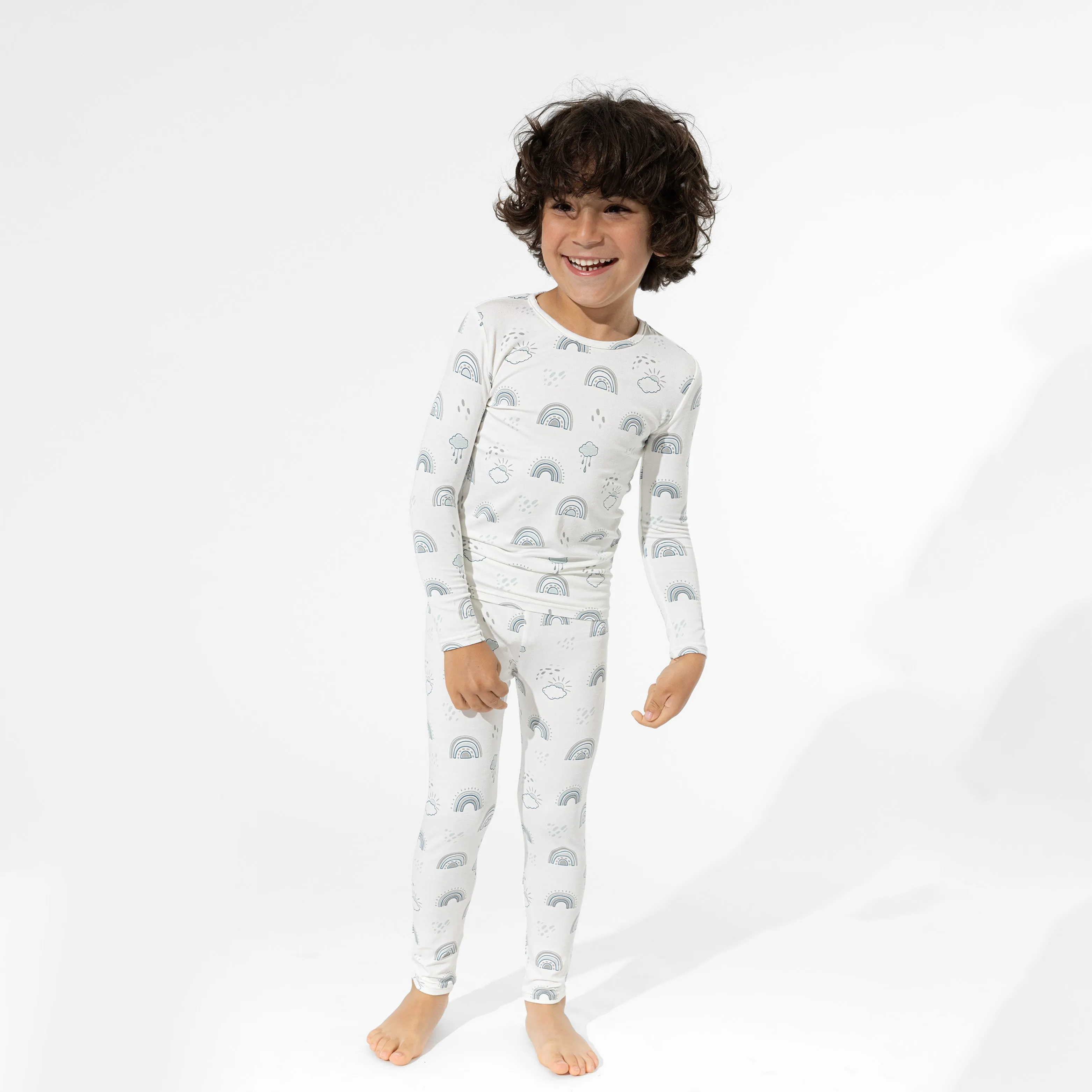 Grey Rainbows Bamboo Kids Pajamas