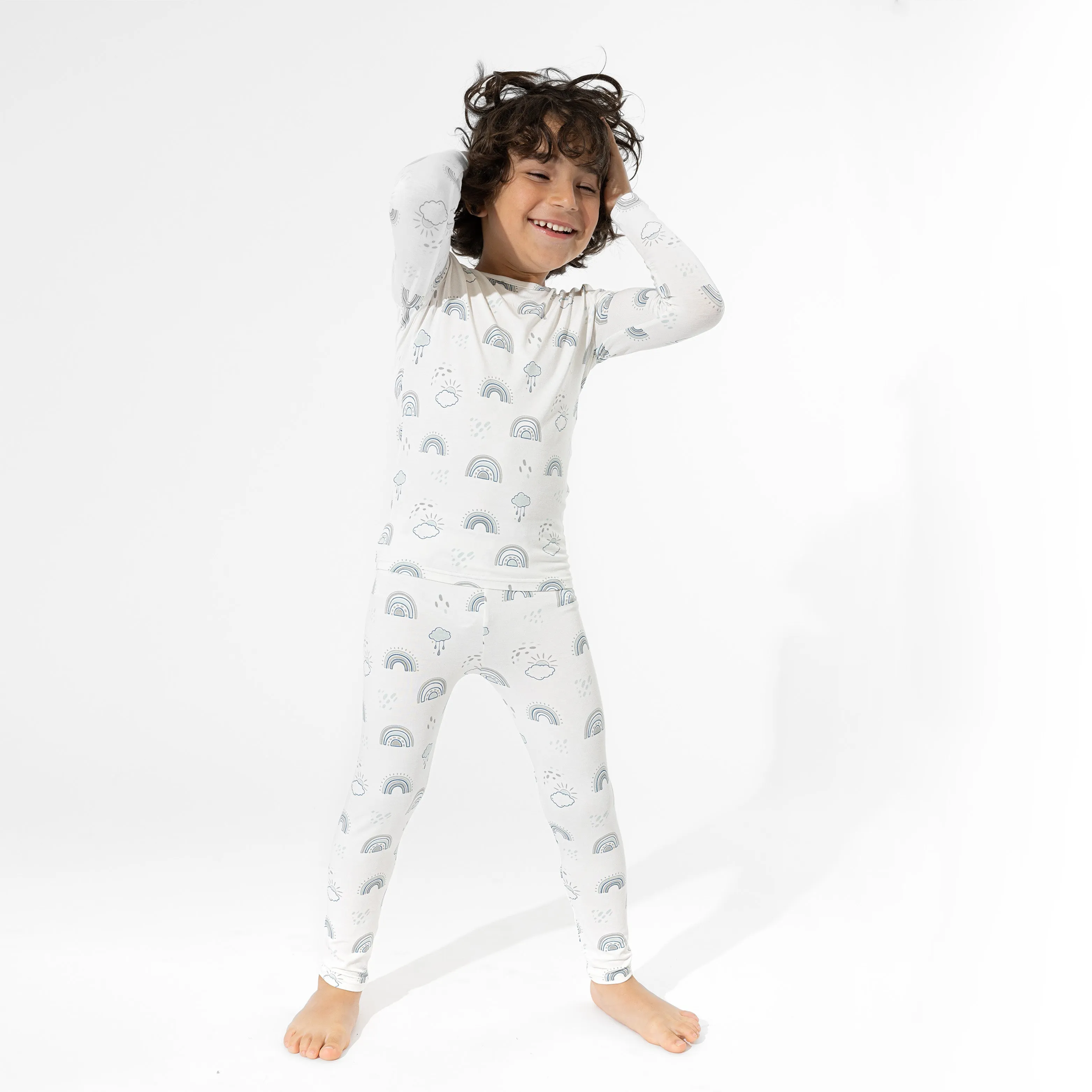 Grey Rainbows Bamboo Kids Pajamas