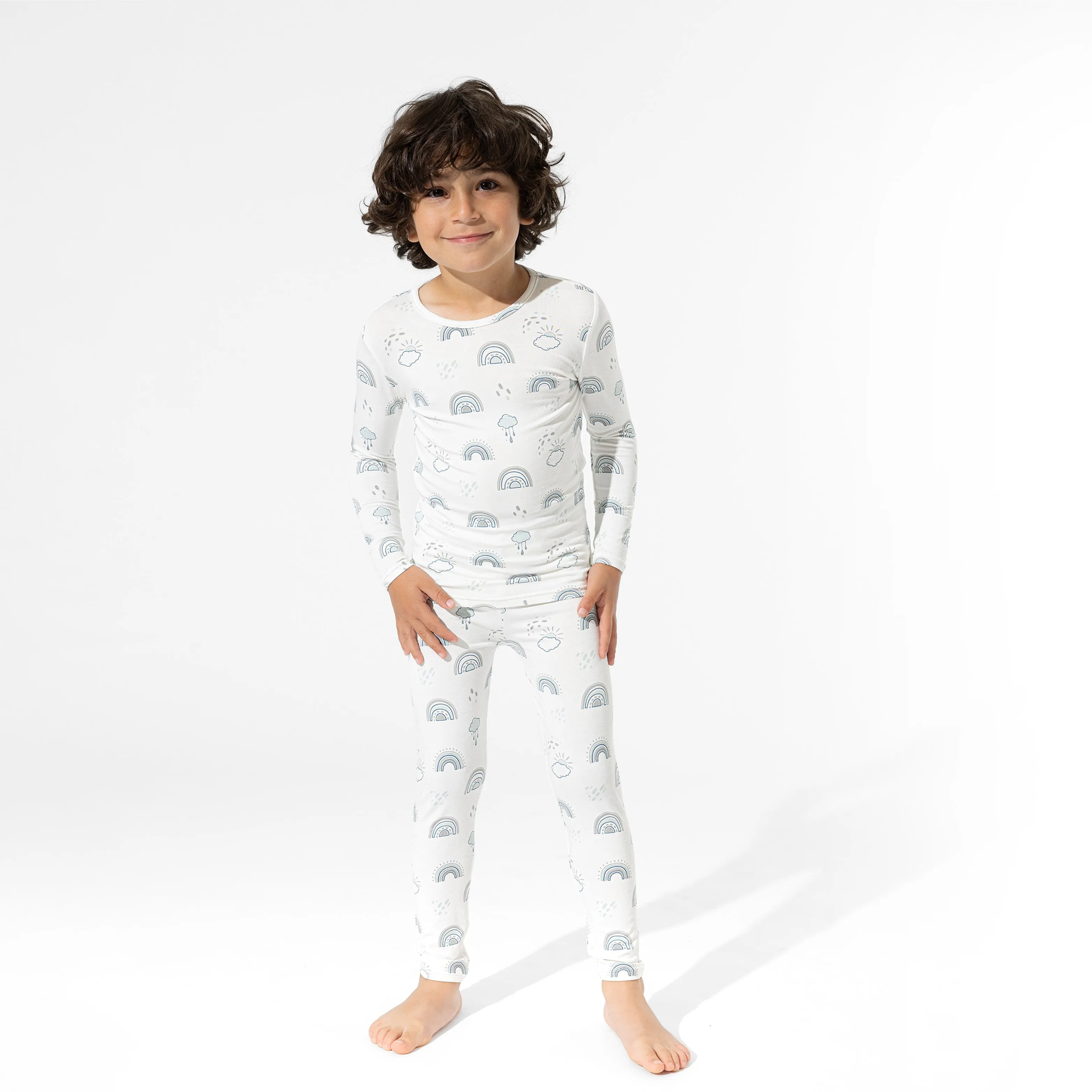 Grey Rainbows Bamboo Kids Pajamas