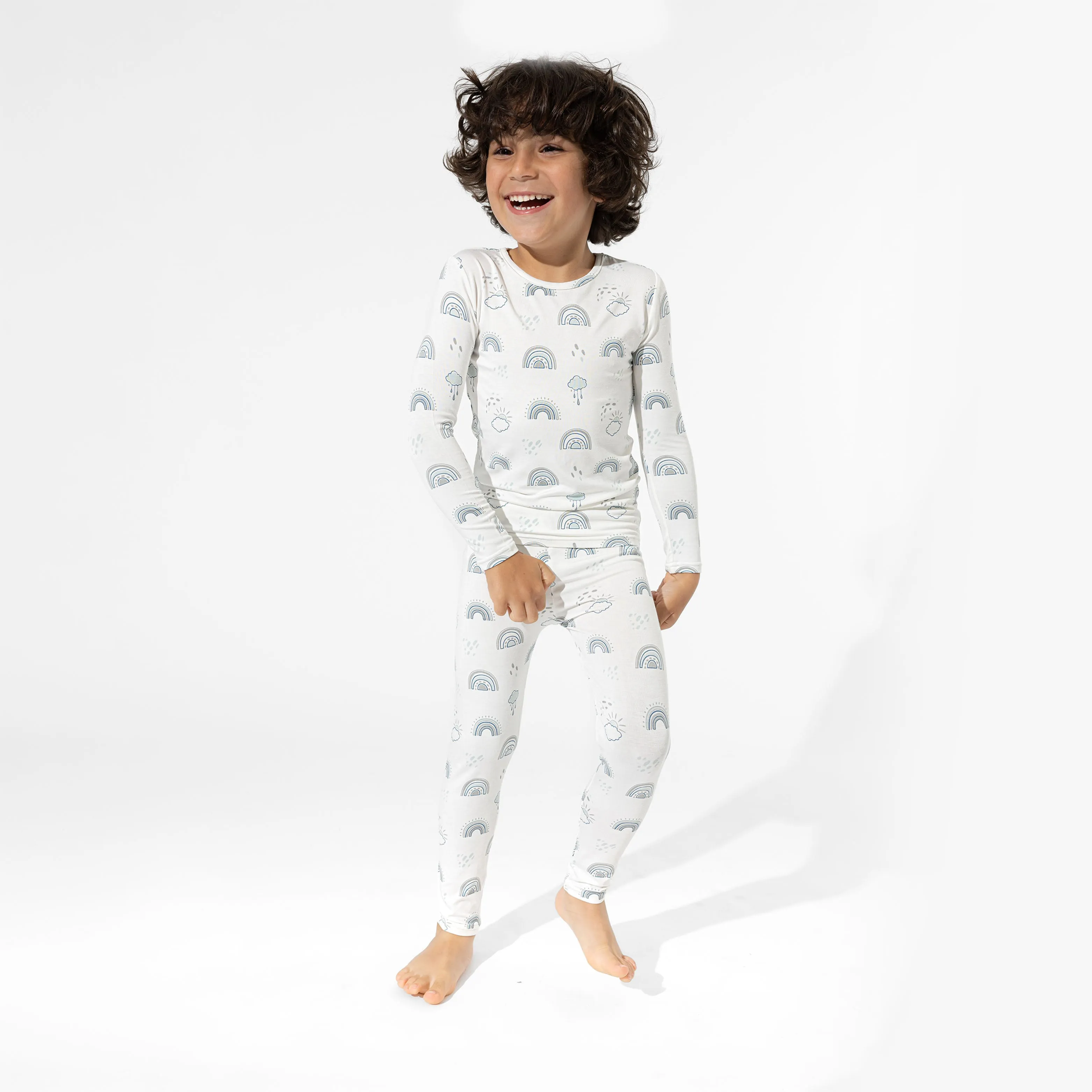 Grey Rainbows Bamboo Kids Pajamas