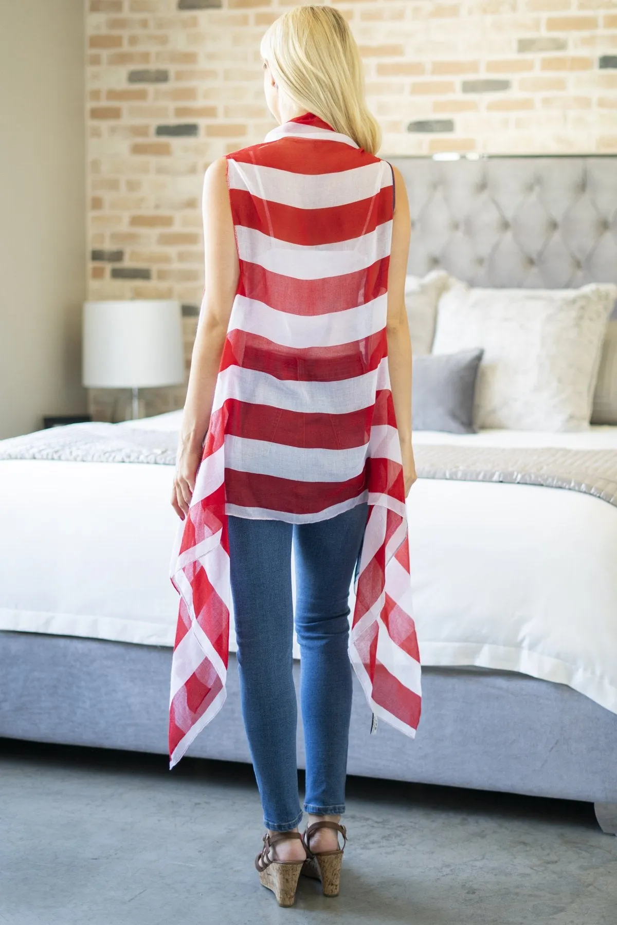 Hdf2837 - Usa Accent Kimono Vest