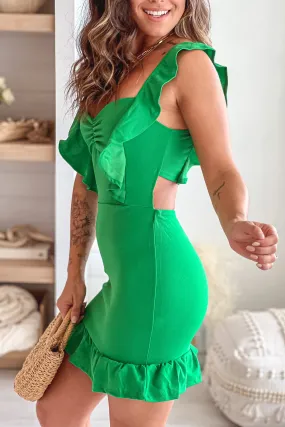 Kelly Green Ruffled Short Dress