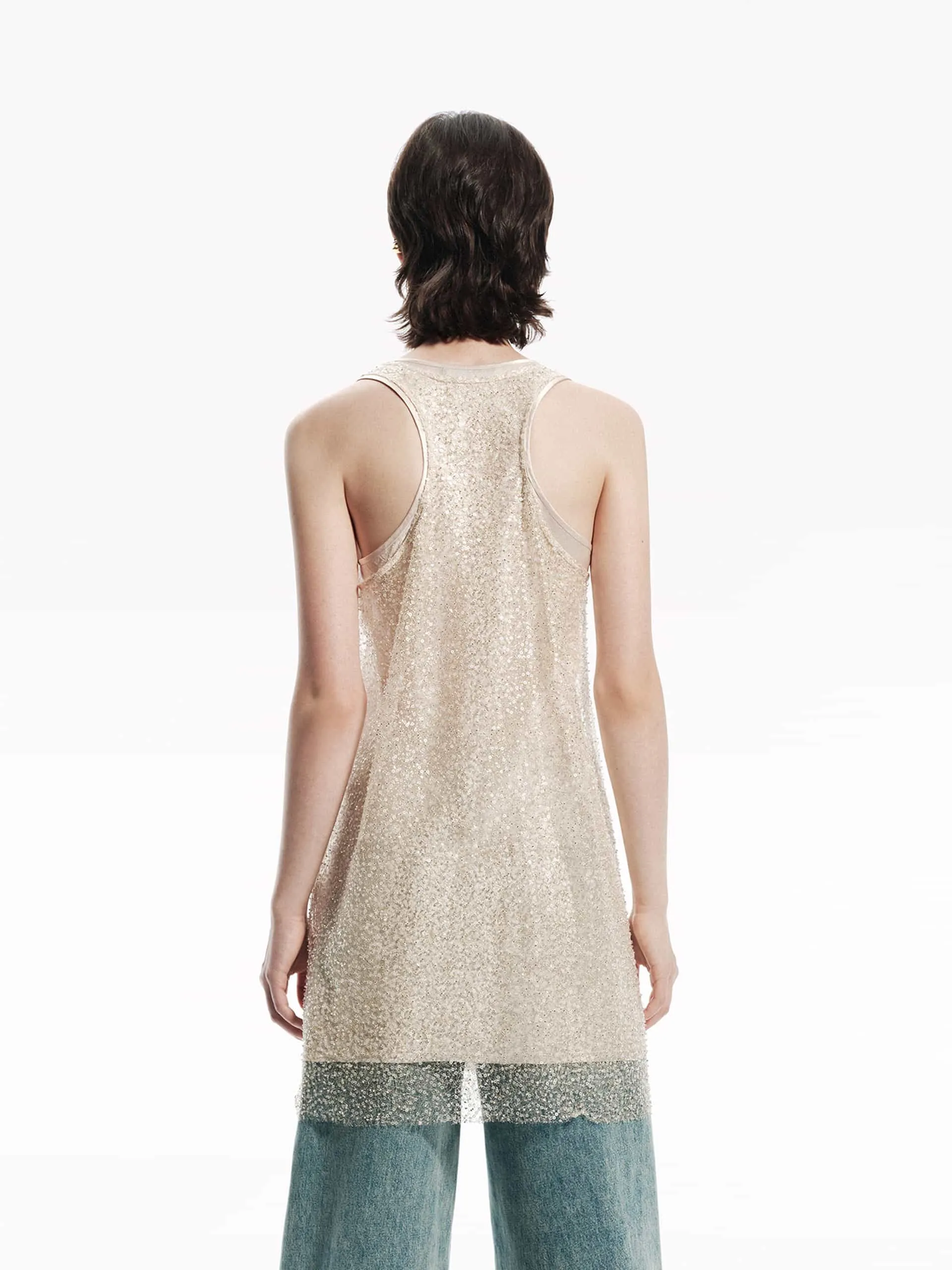 Layered Detail Sequin Dress