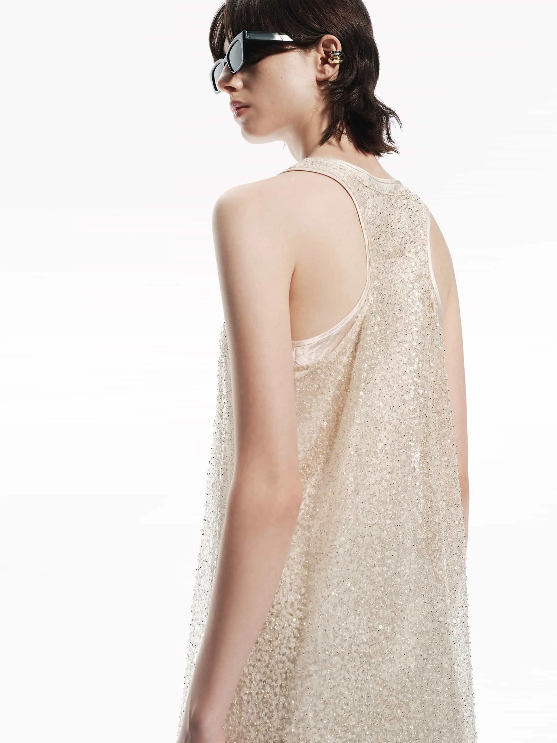 Layered Detail Sequin Dress