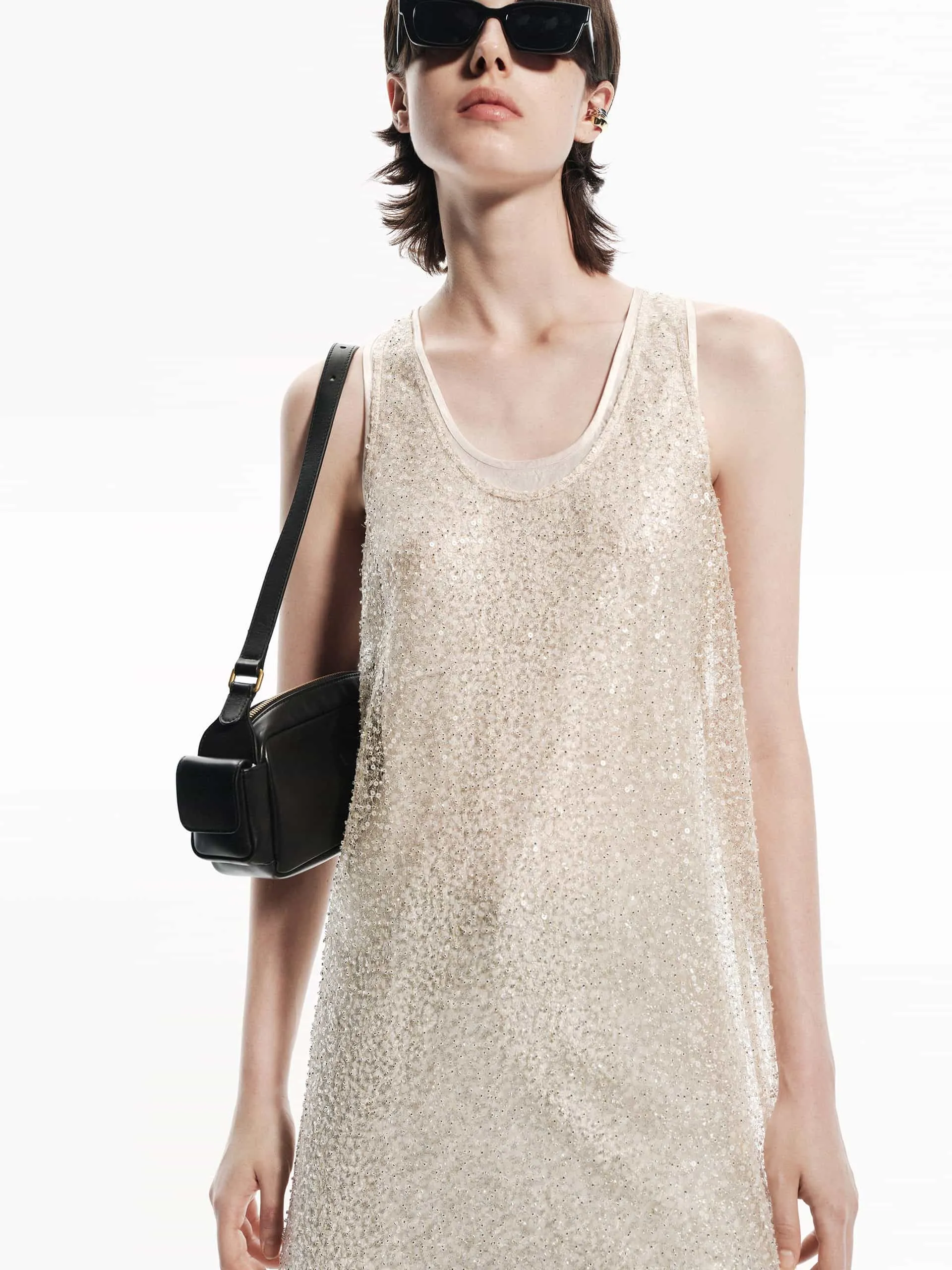 Layered Detail Sequin Dress