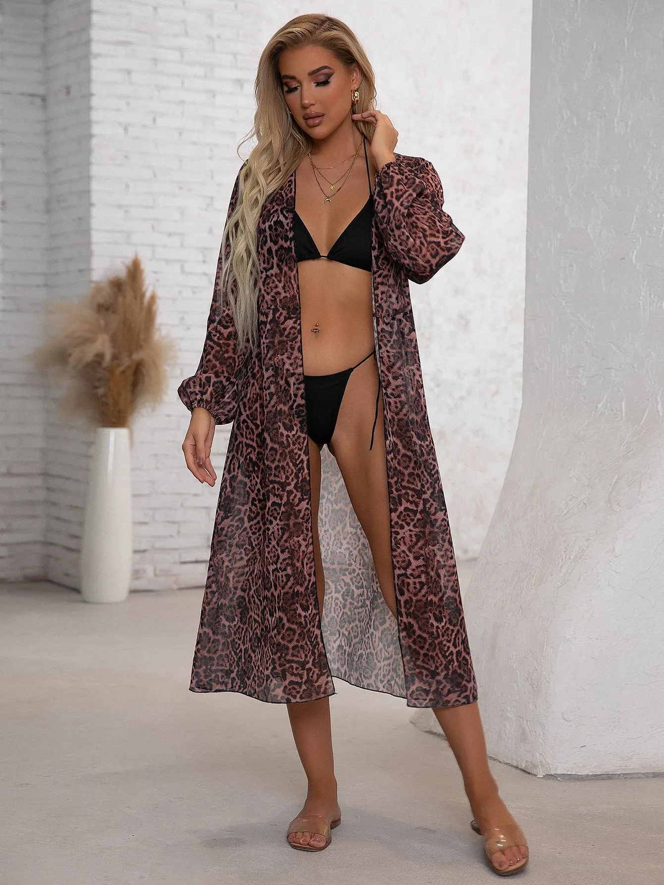 Leopard Chiffon Kimono