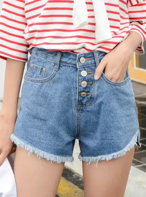 Light Blue Denim Shorts Wide Leg Short Jeans