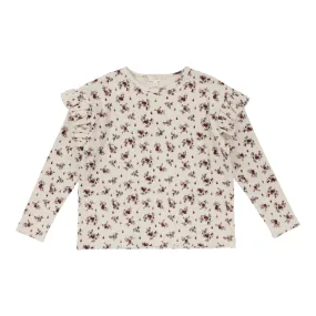 Lil Legs Cluster Floral Ruffle Shoulder Tee