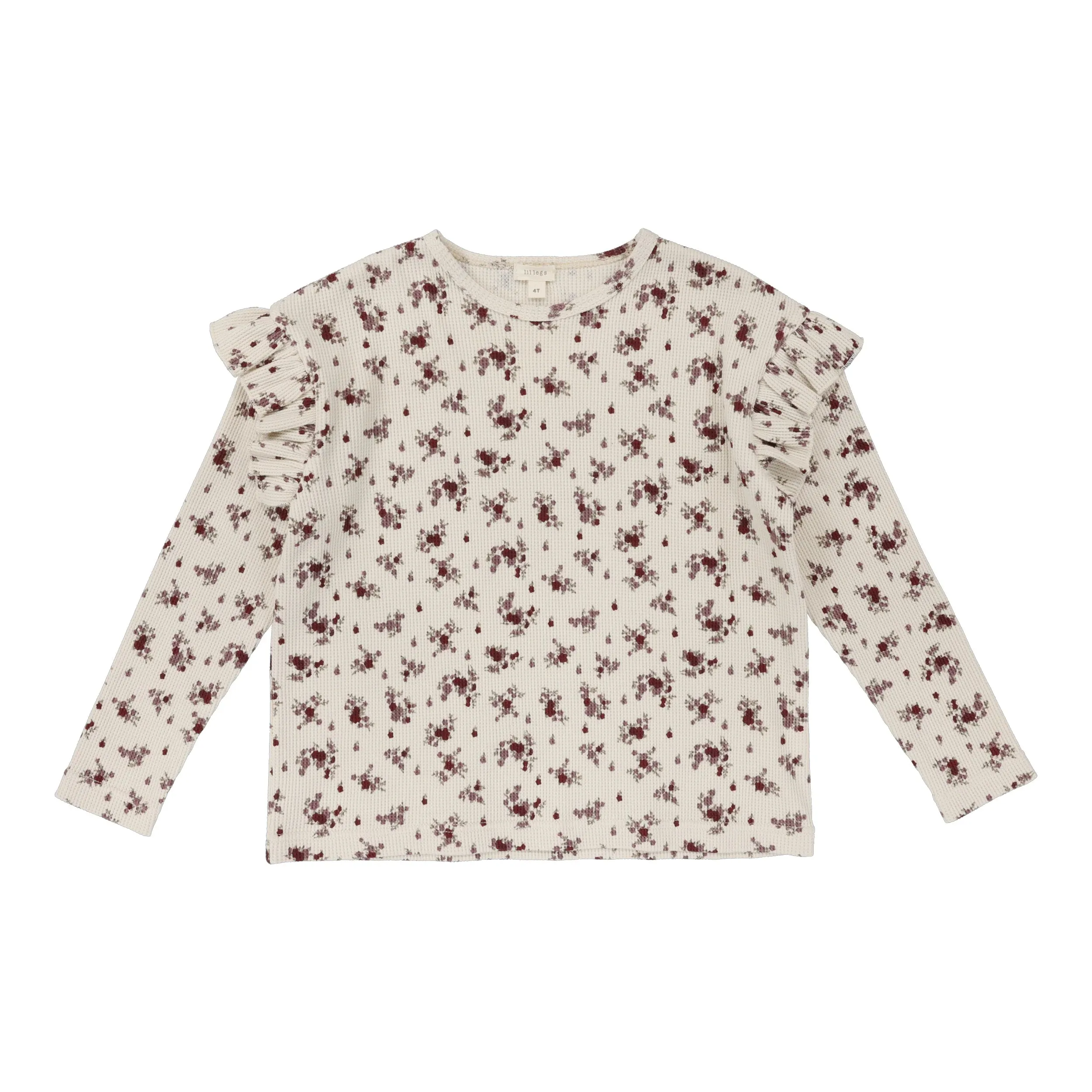 Lil Legs Cluster Floral Ruffle Shoulder Tee