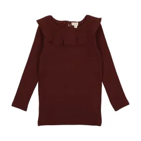 Lil Legs Ruffle Shirt Burgundy