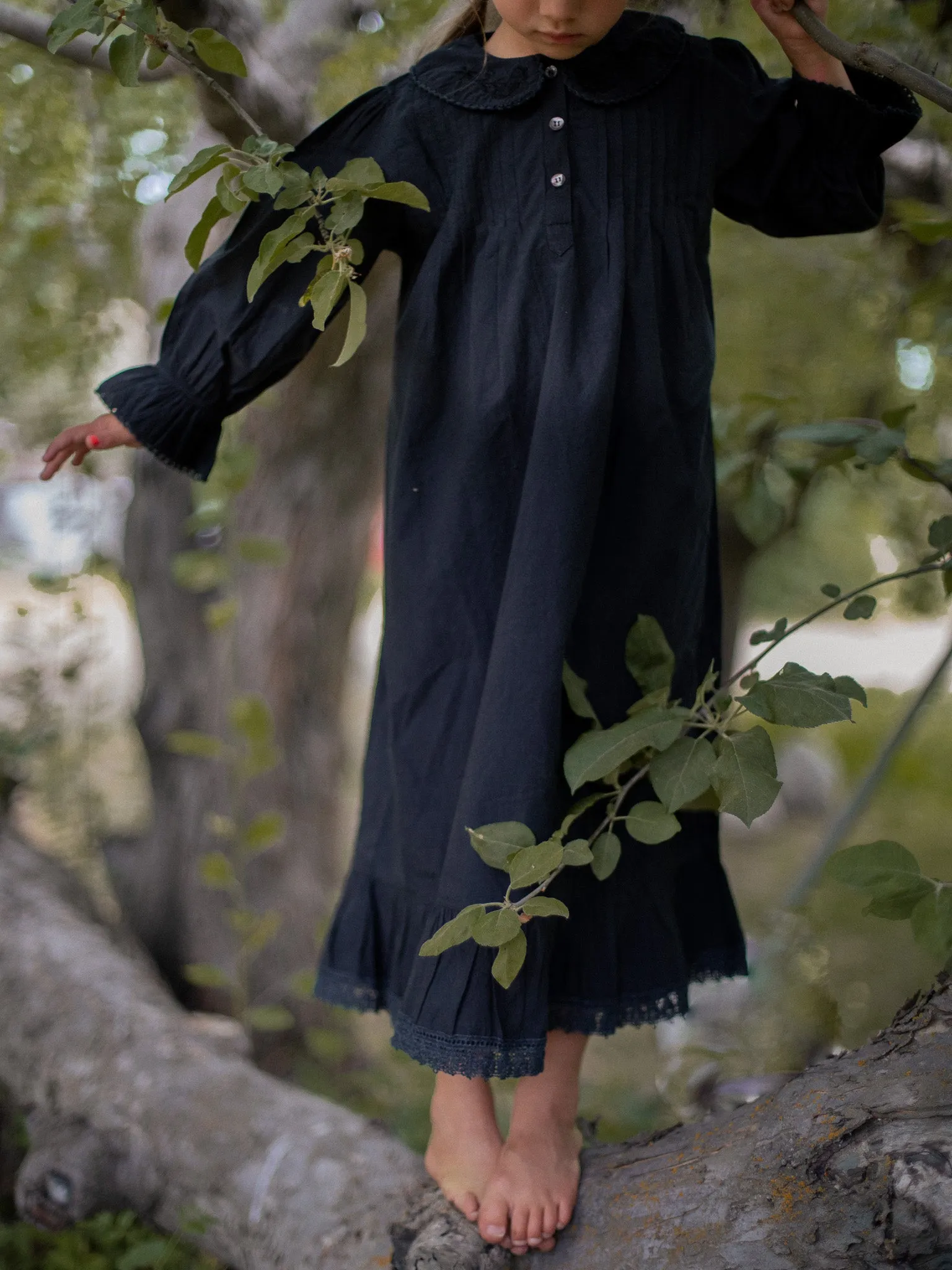 Little Kate Black Poplin Nightgown