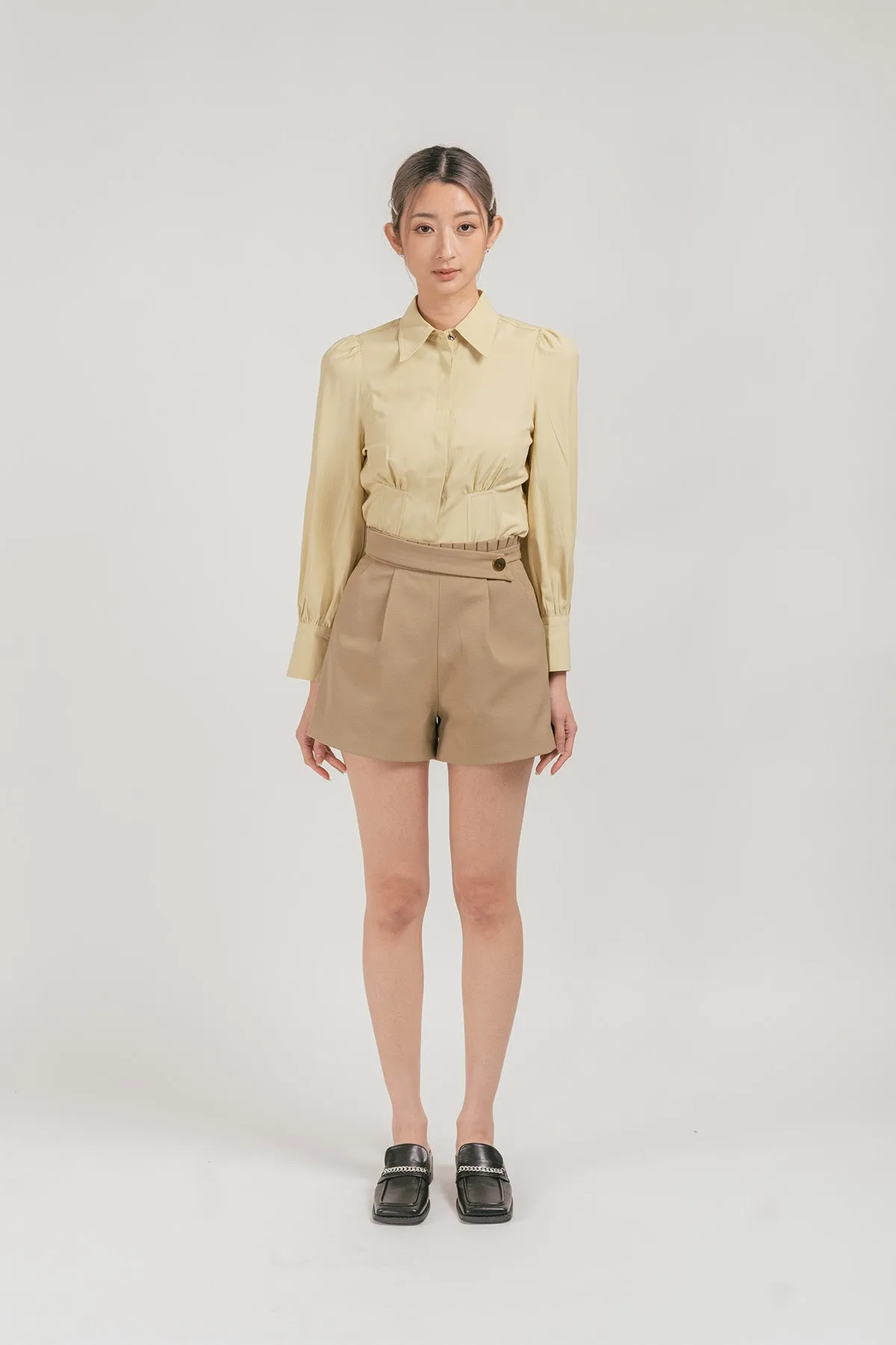 Minorri Pleated High Waisted Shorts