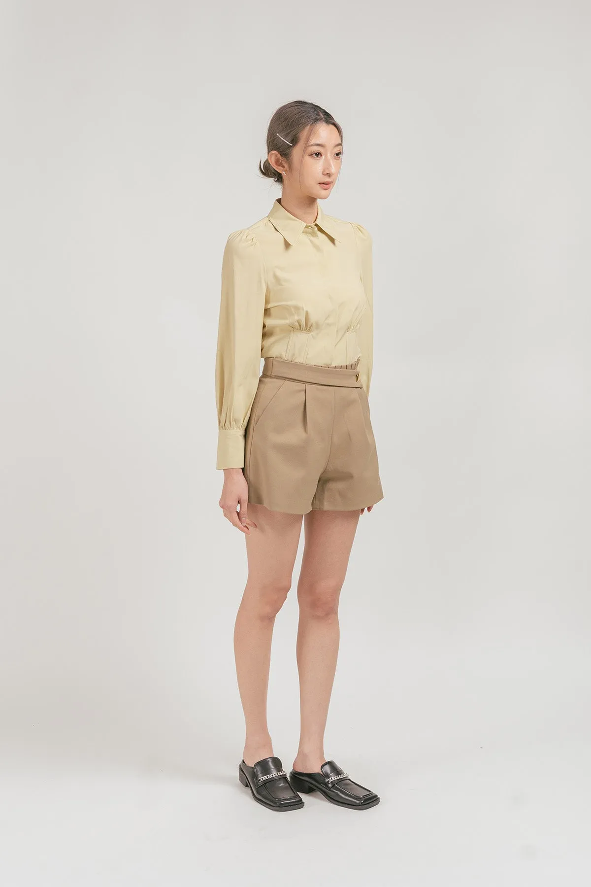 Minorri Pleated High Waisted Shorts