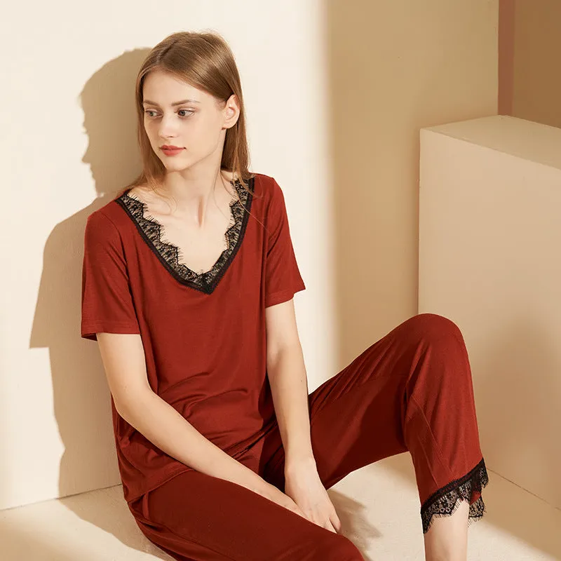 Modal Fabric with Lace Pajamas