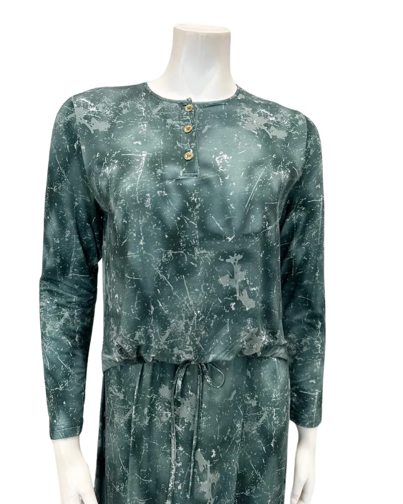 N5079-24B Atlantic Green Camo Design Cotton Nursing Nightgown