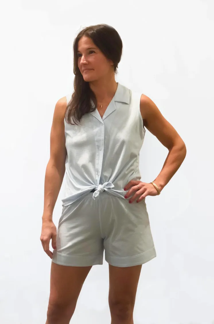 Pima Notch Collar Sleeveless Pajamas