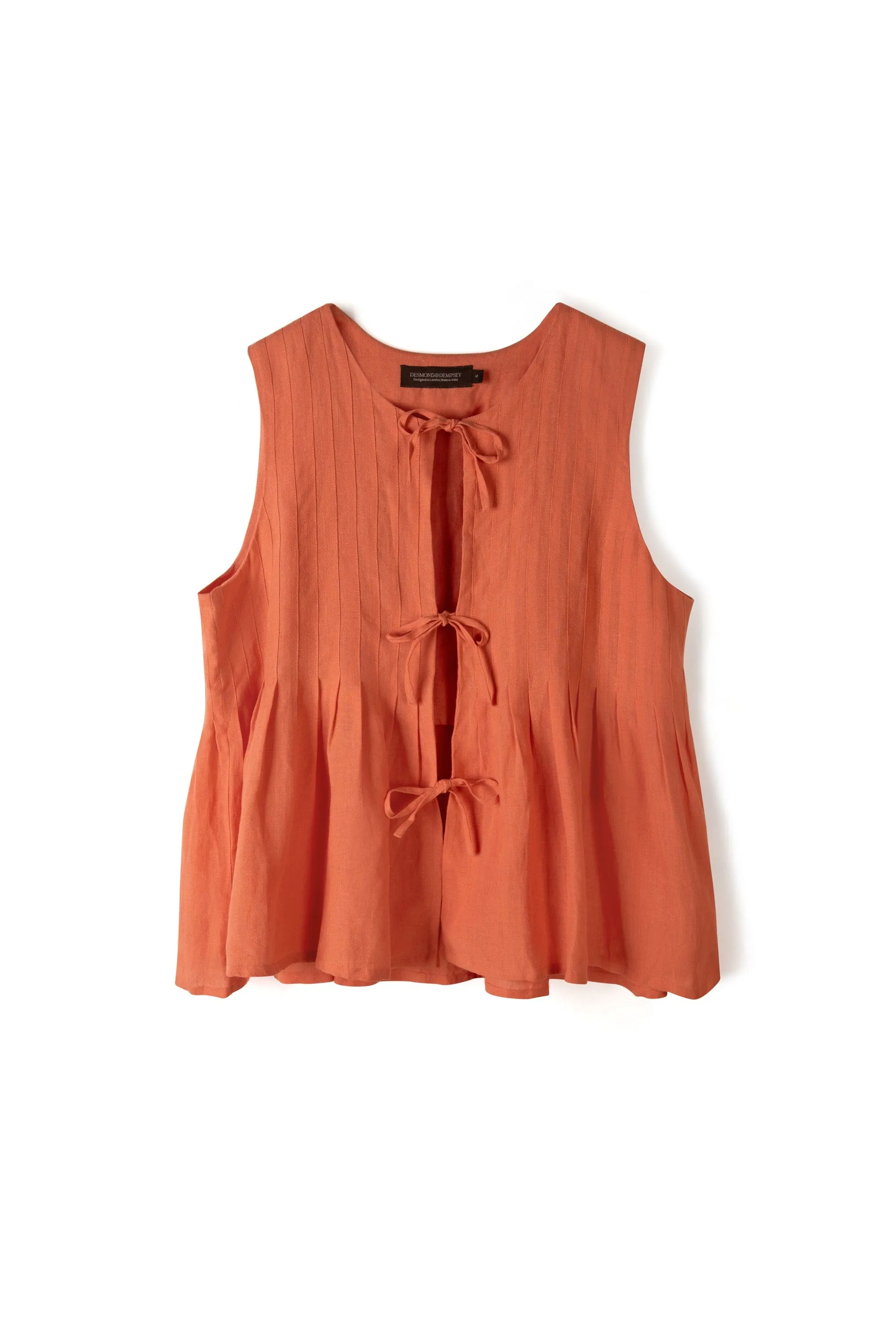 Pleated Cami Top and Shorts Set Coral Linen