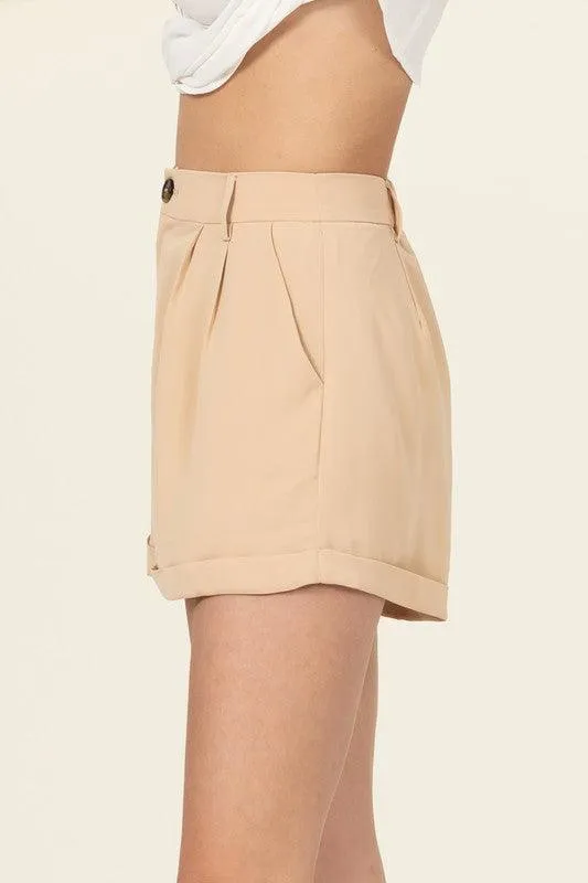 Pleated Cuff Hem Shorts