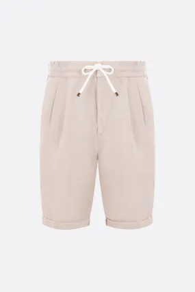 Pleated Linen Gabardine Shorts