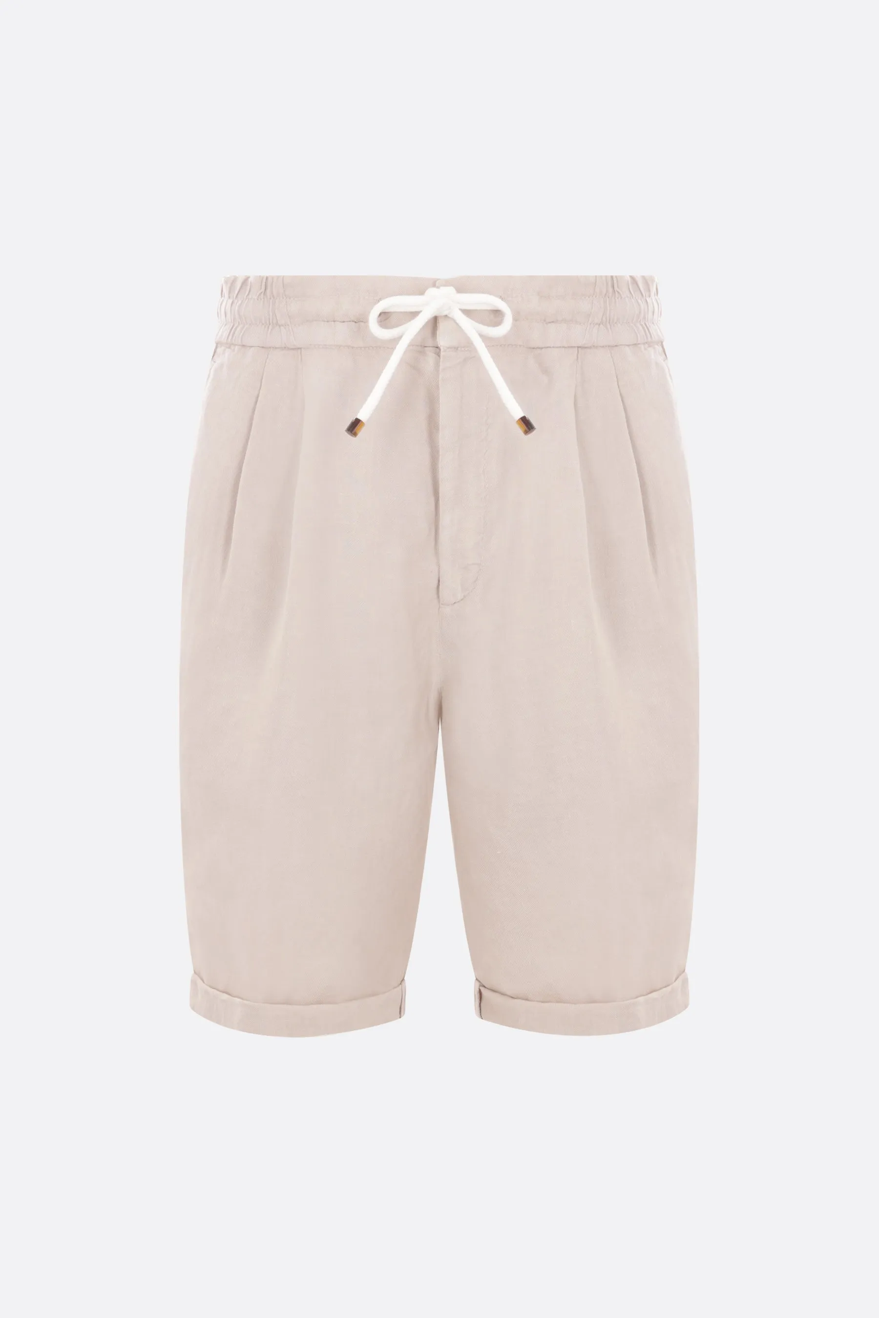 Pleated Linen Gabardine Shorts