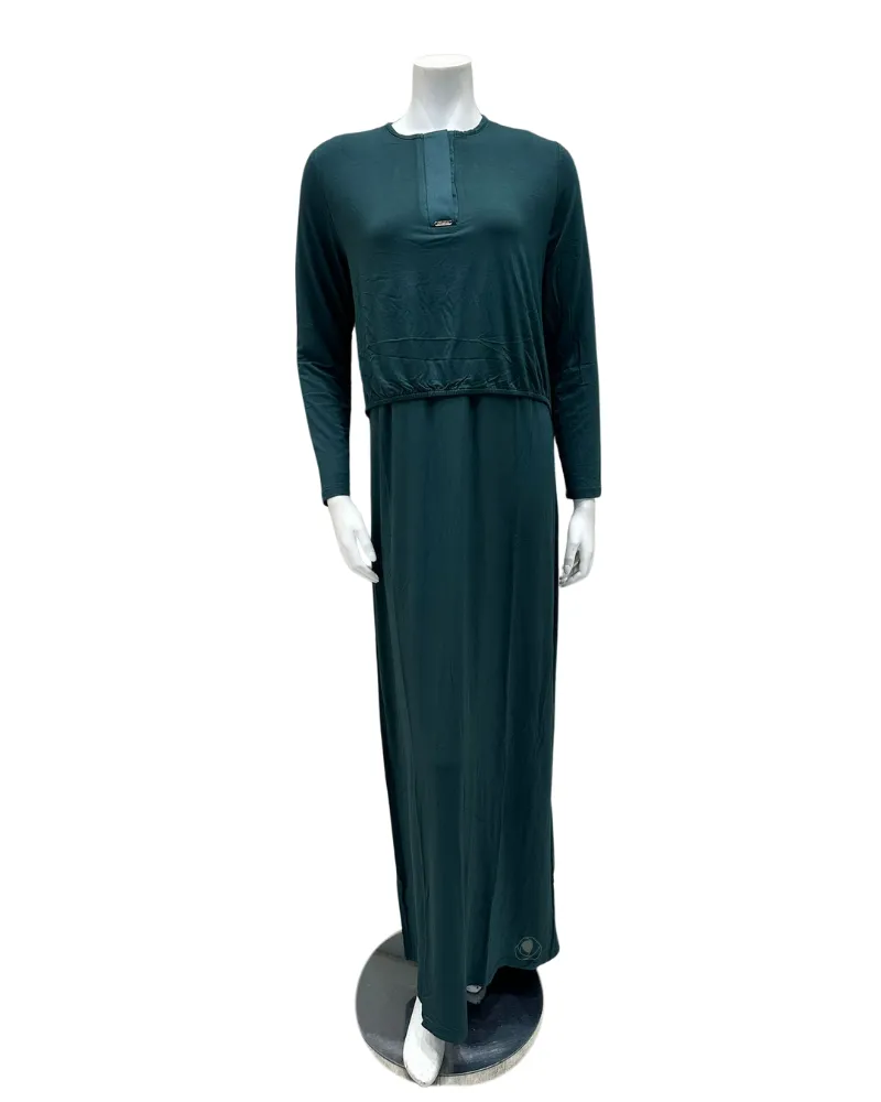 Plush PM Ivy Green Satin Accent Modal Nursing Nightgown