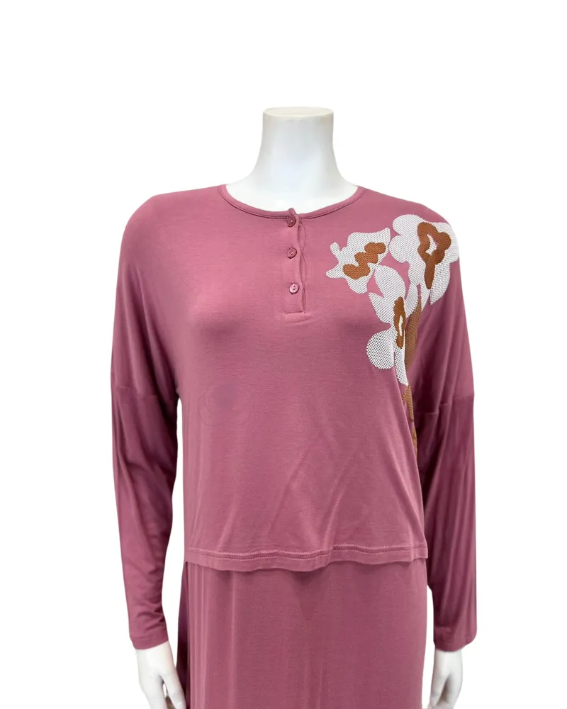 Plush PM Mauve Pointelle Cotton Nursing Nightgown