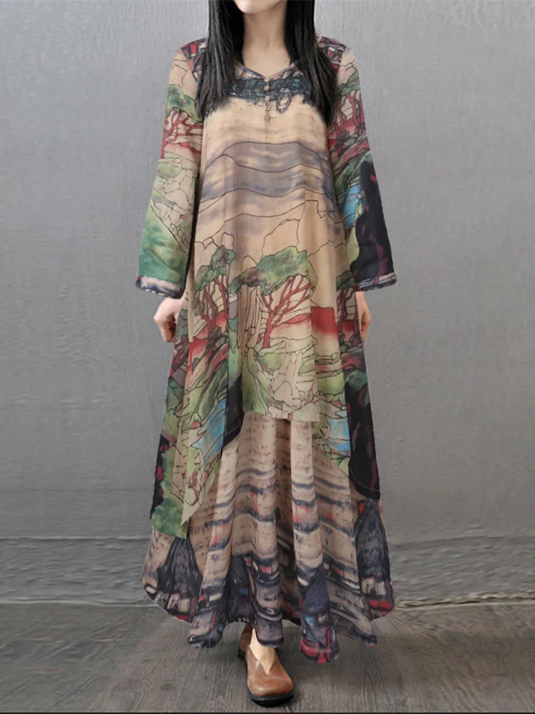 Print Layered Women Maxi Dresses