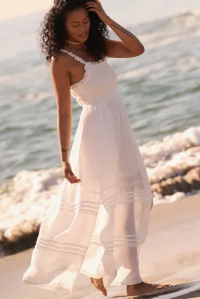 Pristine Beauty Smocked Open-Back Maxi Dress