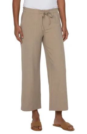 Pull On Tie Waist Wide Leg Ankle Pants w/26 in Inseam