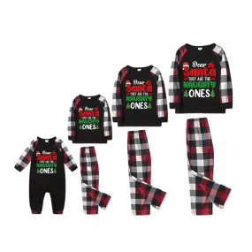 "Dear Santa They are The Naughty Ones" Slogan Printed Red&Black&White Plaid  Matching Pajamas