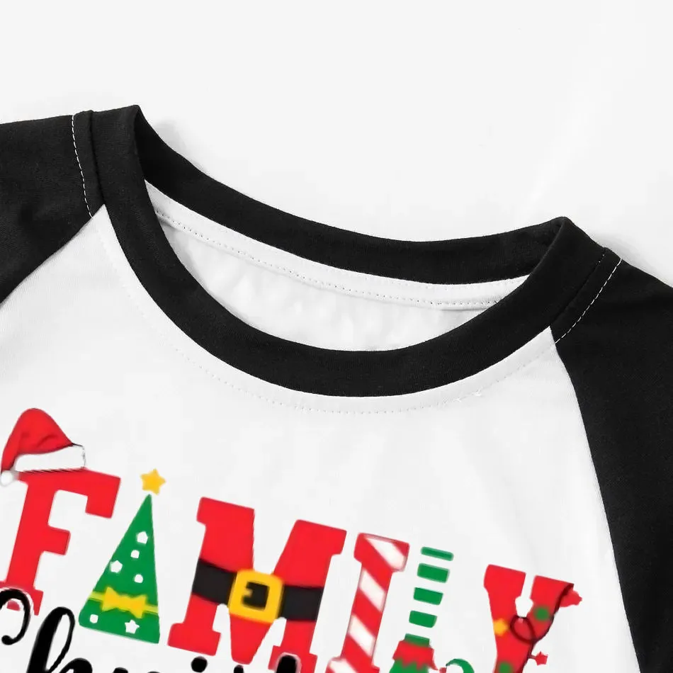 "Family Christmas 2024 Making Memories Together" Cute Christmas Elements Printed Green and Black Plaid Christmas Family Pajamas