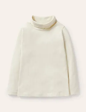 Roll Neck Supersoft T-shirt-Ivory