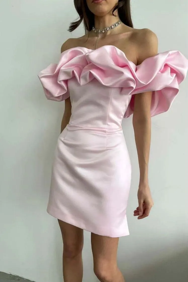 ruffles sexy one-shoulder dress