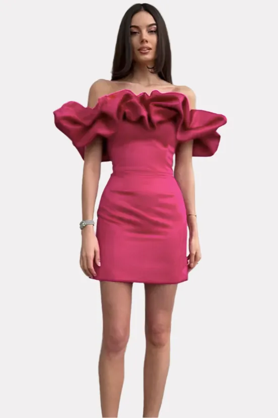 ruffles sexy one-shoulder dress