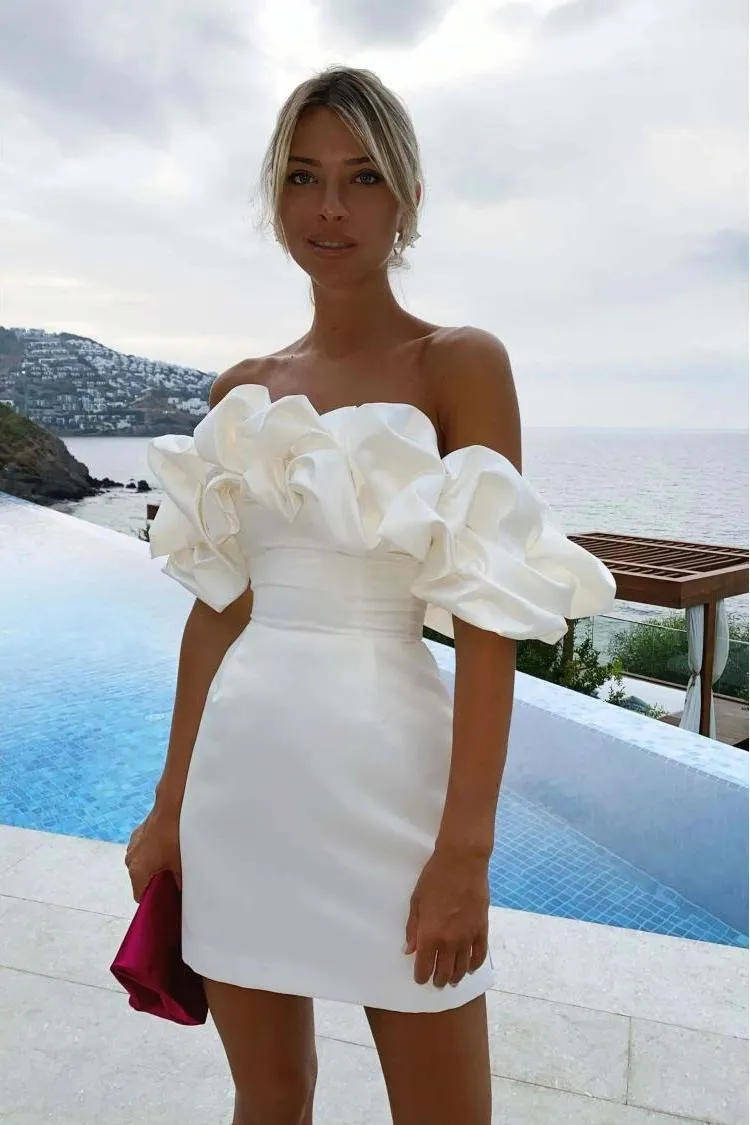 ruffles sexy one-shoulder dress