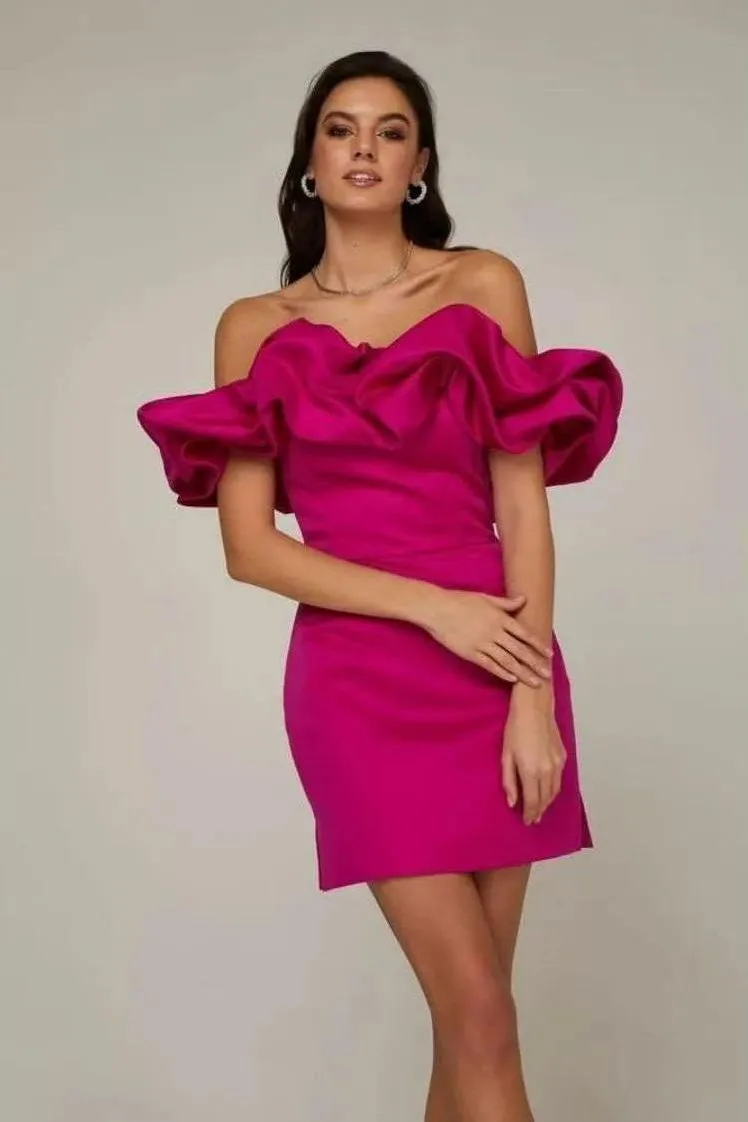 ruffles sexy one-shoulder dress