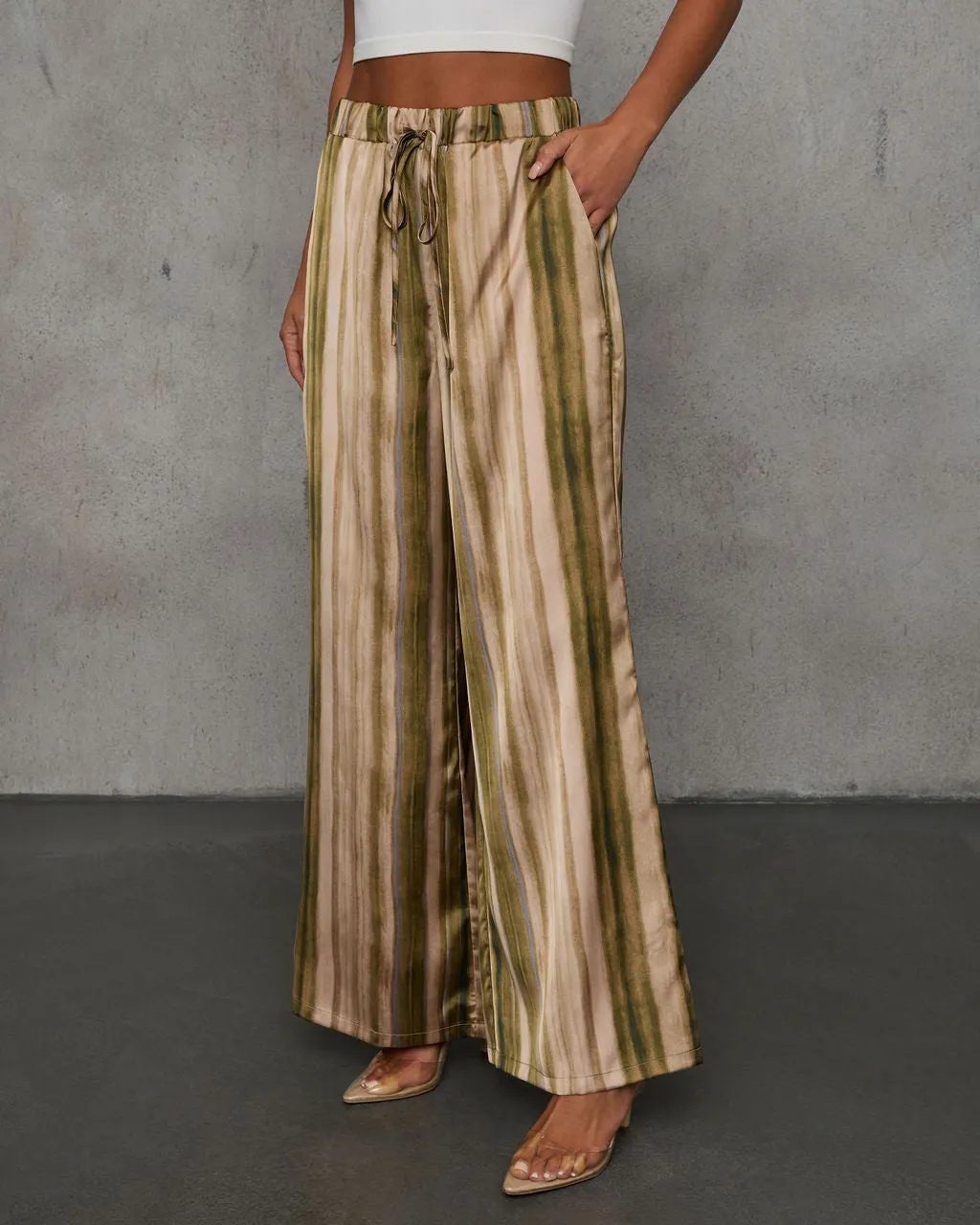 Shaylan Striped Waist Tie Pants