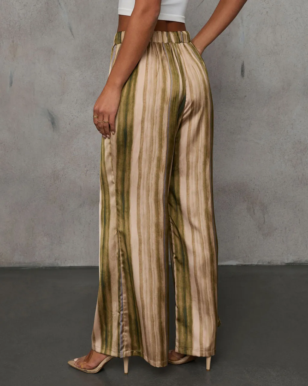 Shaylan Striped Waist Tie Pants