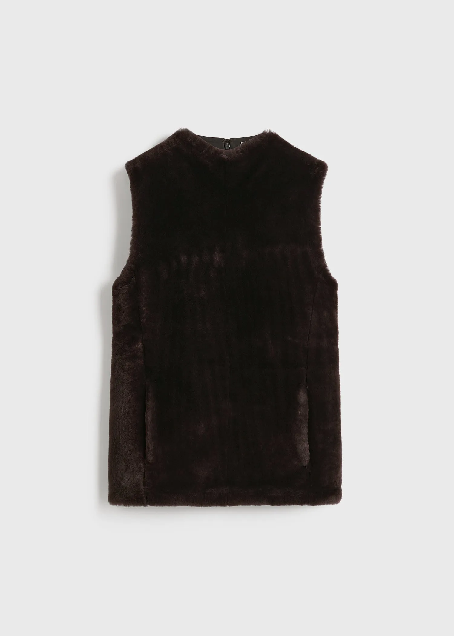 Shearling-front top espresso