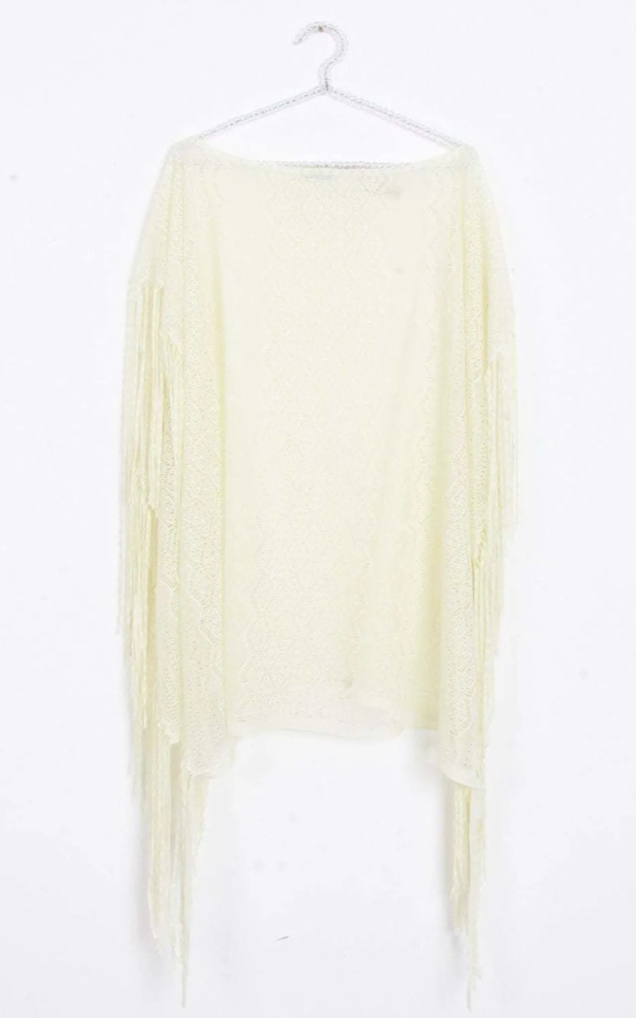 Sheer Lace Tassel Kaftan Top Cover Up