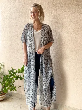 Silver and black leopard Kimono – 3 Lengths