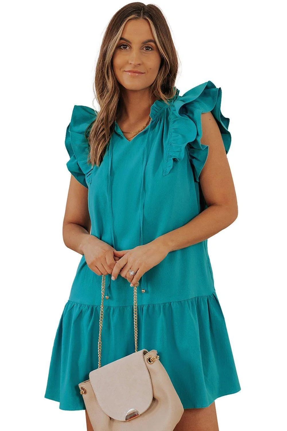 Take Me Out Ruffled Tiered Drawstring Dress