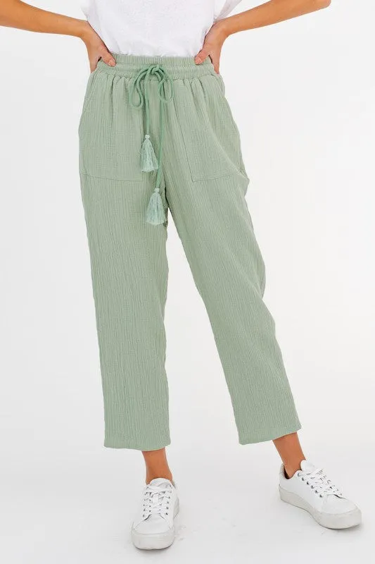 Tassel Waist Tie Pant