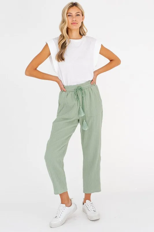 Tassel Waist Tie Pant