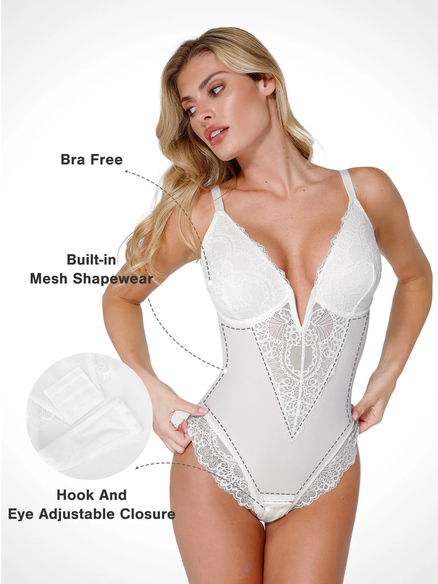 The Shapewear Bodysuit Full Bust Alluring Plunge Lace