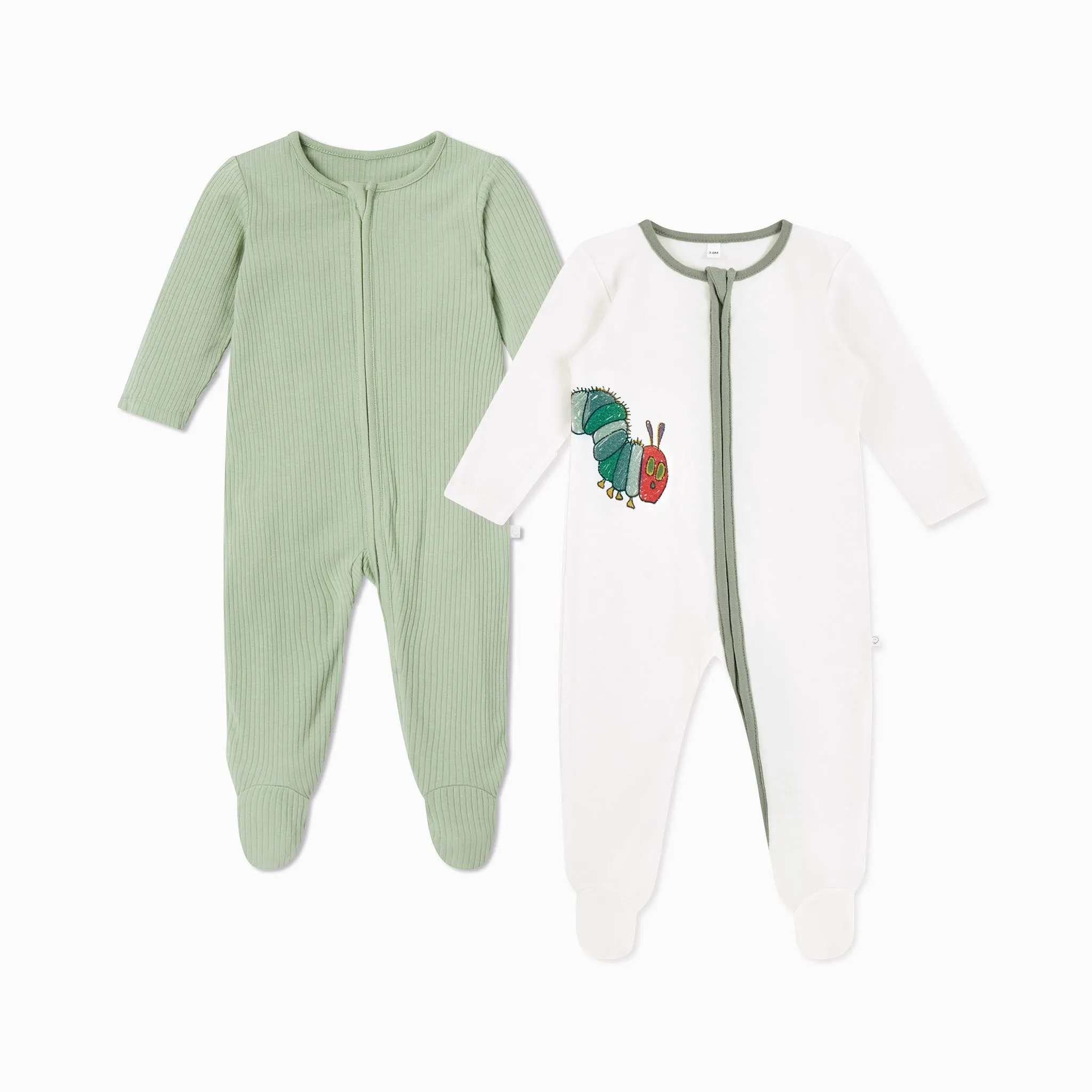 The Very Hungry Caterpillar & Ribbed Clever Zip Baby Pajamas 2 Pack