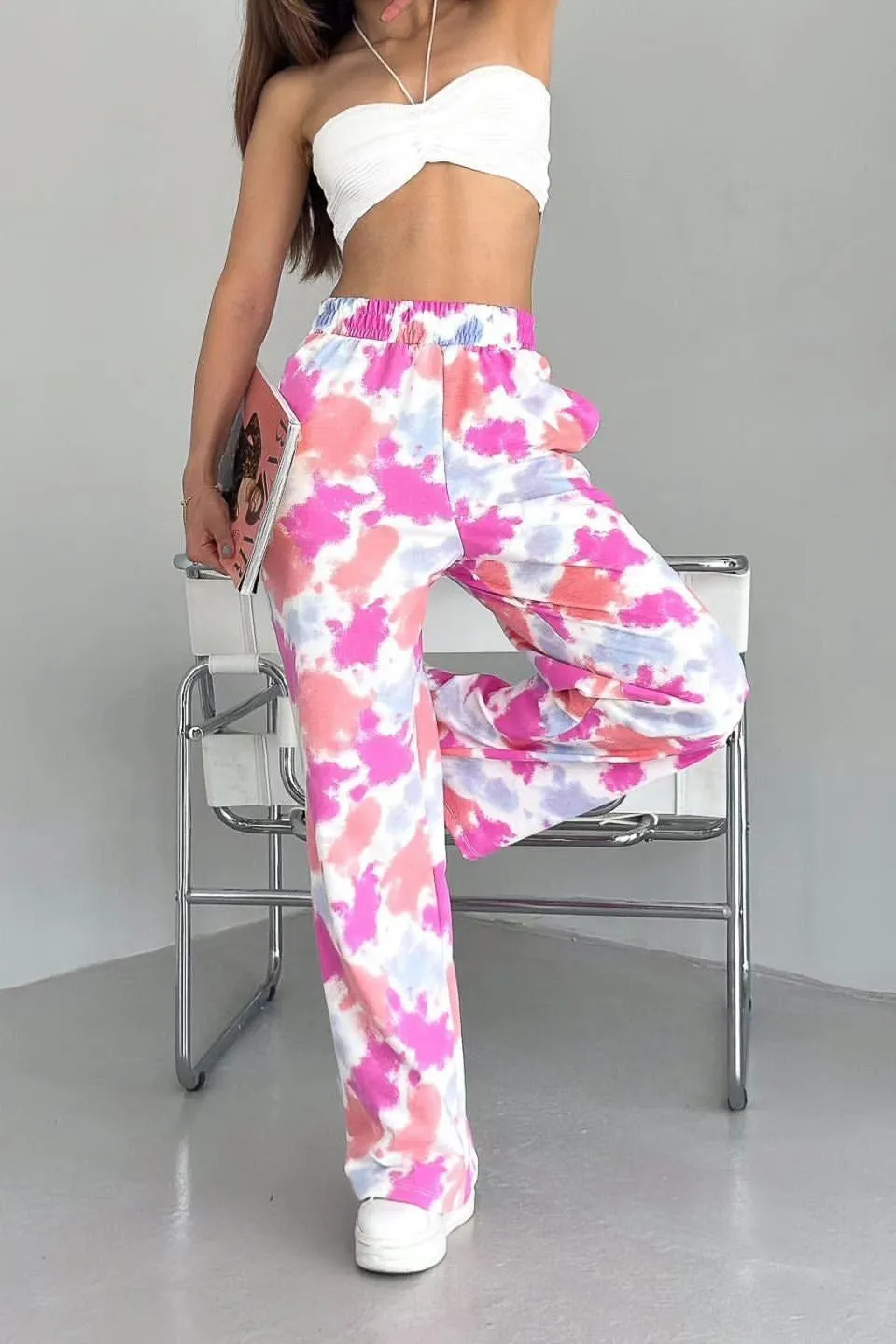 Tie-dyed Loose High Waist Straight Pants